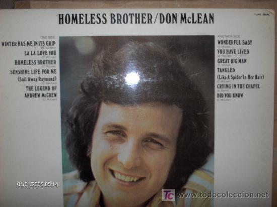 Discos de vinilo: DON MC LEAN ----- HOMELESS BROTHER - Foto 2