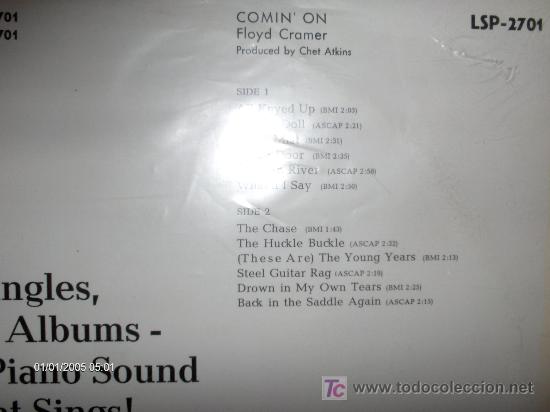 Discos de vinilo: FLOYD CRAMER ----- COMIN&acute;ON - Foto 2