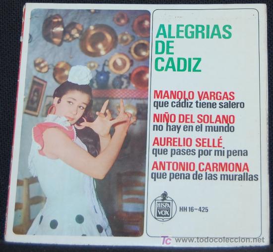 Discos de vinilo: SINGLE ALEGRIAS DE CADIZ. - Foto 1