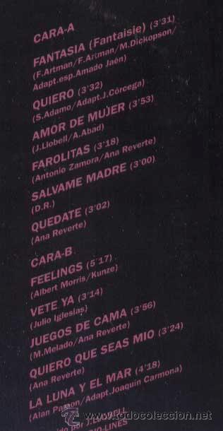 Discos de vinilo: ANA REVERTE  - AMOR DE MUJER - REF. 43.006 - Foto 2