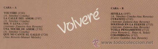 Discos de vinilo: ANA REVERTE - VOLVERE - LP. - Foto 2