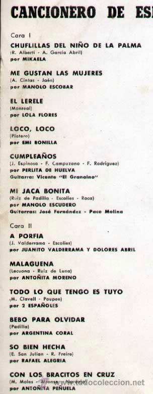 Discos de vinilo: CANCIONERO DE ESPA&Ntilde;A  -  REF. 22.461 - Foto 2