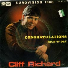 Discos de vinilo: SINGLE. CLIFF RICHARD CANTA EN ESPAÑOL CONGRATULATIONS. HIGH N DRY EN INGLES RF-1348 ,2