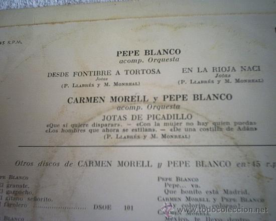 Discos de vinilo: CARMEN MORELL Y PEPE BLANCO - JOTAS - Foto 2