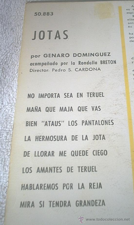 Discos de vinilo: GENARO DOMINGUEZ - JOTAS - Foto 2