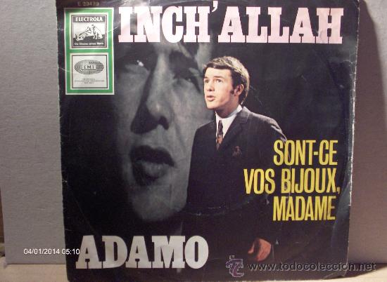Discos de vinilo: ADAMO ---- INCH &acute;ALLAH - Foto 1