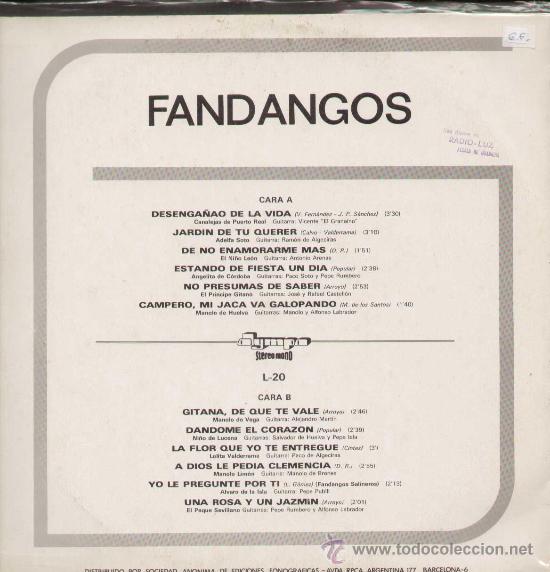 Discos de vinilo: FANDANGOS / Varios (OLYMPO 72) - Foto 2