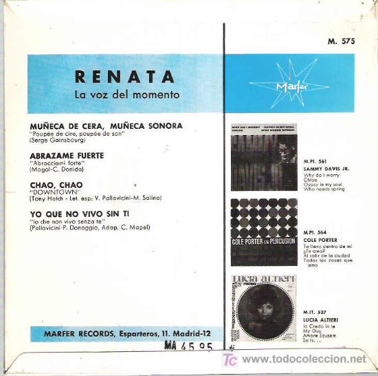 Discos de vinilo: RENATA - MU&Ntilde;ECA DE CERA **** EP MARFER 1965 - Foto 2