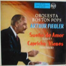 Discos de vinilo: ORQUESTA BOSTON POPS, ARTHUR FIEDLER. SUEÑO DE AMOR (LISZT); CAPRICHO VIENES (KREISLER). RCA 3-26117