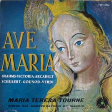 Discos de vinilo: AVE MARIA : BRAHMS, VICTORIA, ARCADELT, SCHUBERT, GOUNOD, VERDI. MARÍA TERESA TOURNE. 1958.
