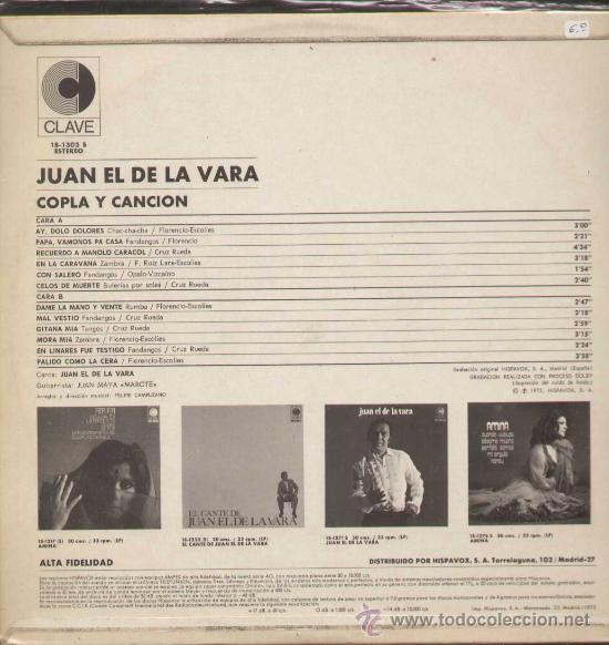 Discos de vinilo: JUAN EL DE LA VARA / Copla y cancion (LP CLAVE de 1973) - Foto 3