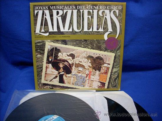 Dischi in vinile: ZARZUELAS - ESTUCHE CON 3 DISCO, TRES ZARZUELAS Y CUADERNILLO - SONIC 1986