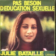 Discos de vinilo: JULIE BATAILLE - PAS BESOIN D'EDUCATION SEXUELLE / BONJOUR, BONJOUR - SINGLE 1975