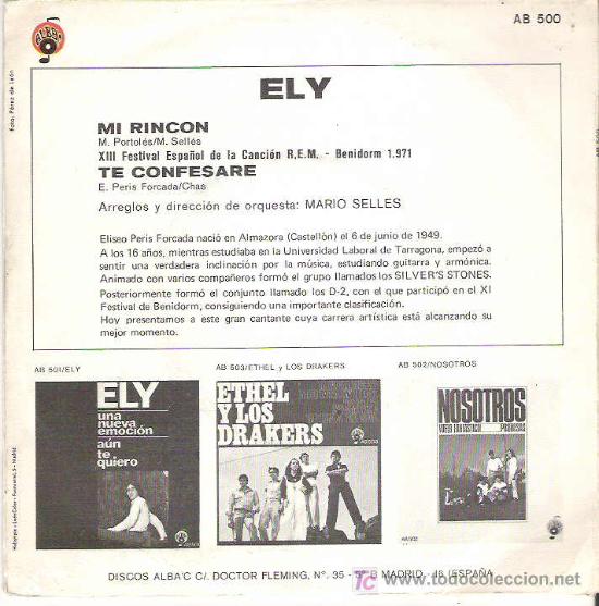 Discos de vinilo: ELY - MI RINCON / TE CONFESARE ***ALBA 1971 - Foto 2