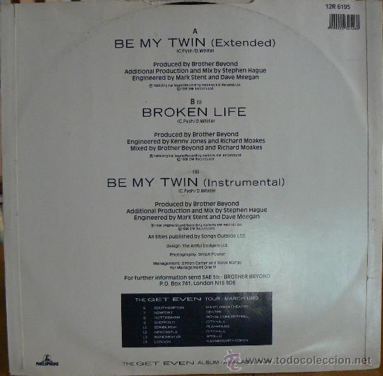 Discos de vinilo: MAXI - BROTHER BEYOND - BE MY TWIN, BROKEN LIFE. - Foto 2