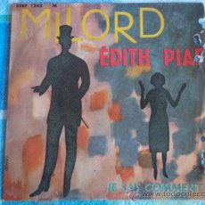 Discos de vinilo: EDITH PIAF WITH ORCHESTRE BY ROBERT CHAUVIGNY (MILORD - JE SAIS COMMENT) SWEDEN SINGLE45 COLUMBIA. Lote 9622483