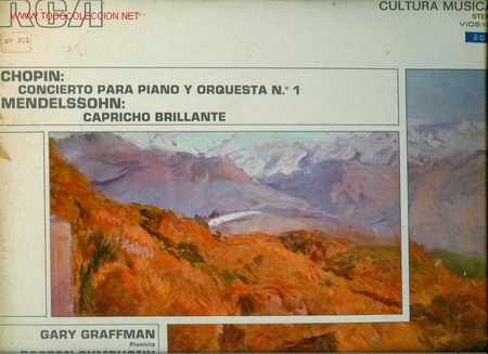 Discos de vinil: Disco L. P. de vinilo Concierto para Piano y Orquesta n&ordm; 1 de Chopin y Capricho Brillante, de Mendel