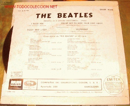 Discos de vinilo: the beatles   help / yesterday  - 33 rpm single - Foto 2