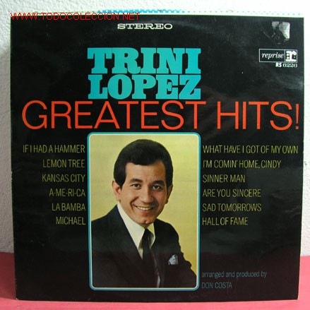 Discos de vinilo: TRINI LOPEZ ( GREATEST HITS! ) USA LP33 - Foto 1
