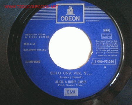 Discos de vinilo: ALICIA & NUBES GRISES (sin funda) 1971 - Foto 1