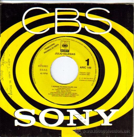Disques de vinyle: JULIO IGLESIAS-Y AUNQUE TE HAGA CALOR SINGLE VINILO PROMOCIONAL SIN PORTADA 1992 SPAIN