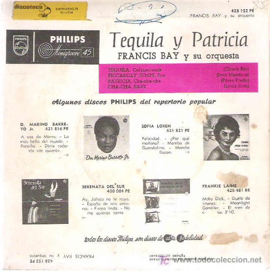 Discos de vinilo: FRANCIS BAY ****TEQUILA *** EP - PHILIPS 1958 - Foto 2
