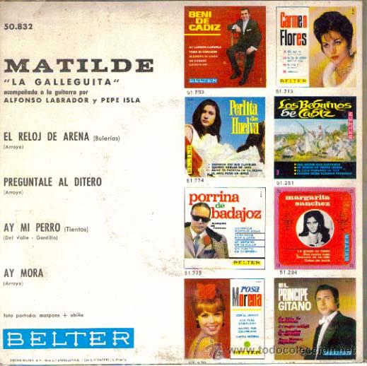 Discos de vinilo: MATILDE LA GALLEGUITA : EP 1962 BELTER , A ESTRENAR - Foto 2