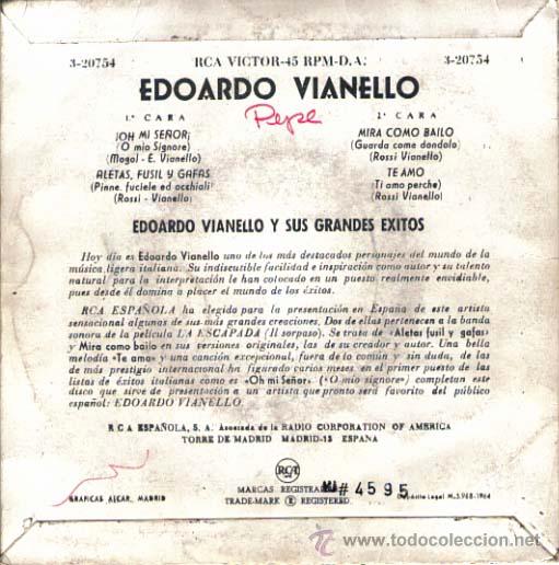 Discos de vinilo: EDOARDO VIANELLO : EP 1964 RCA - Foto 2
