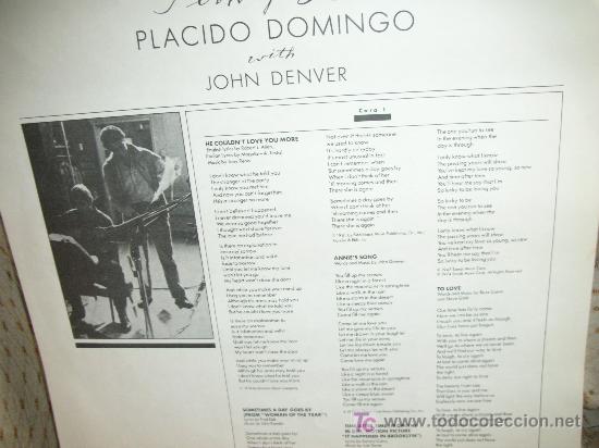 Discos de vinilo: PLACIDO DOMINGO CON JOHN DENVER LP - Foto 3