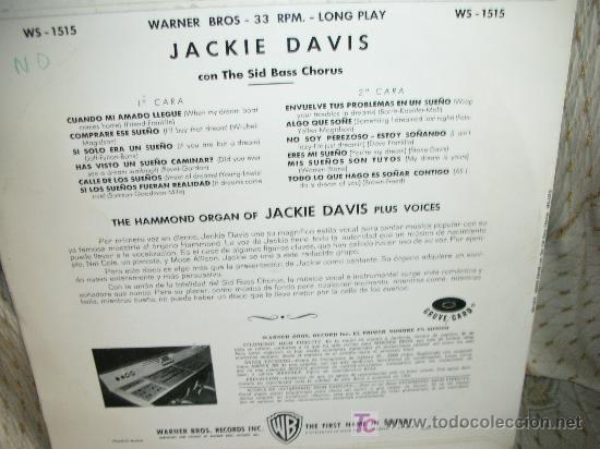 Discos de vinilo: JACKIE DAVIS PLUS VOICES-ORIGINAL 1964 - Foto 2