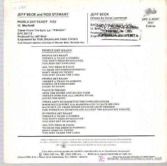 Discos de vinilo: JEFF BECK AND ROD STWEWART - BACK ON THE STREET ***PROMOCIONAL CBS EPIC 1985 - Foto 2 - 11431851