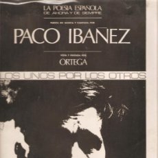Discos de vinilo: LP PACO IBAÑEZ CANTA A QUEVEDO, GABRIEL CELAYA, BLAS DE OTERO, GONGORA, ETC 