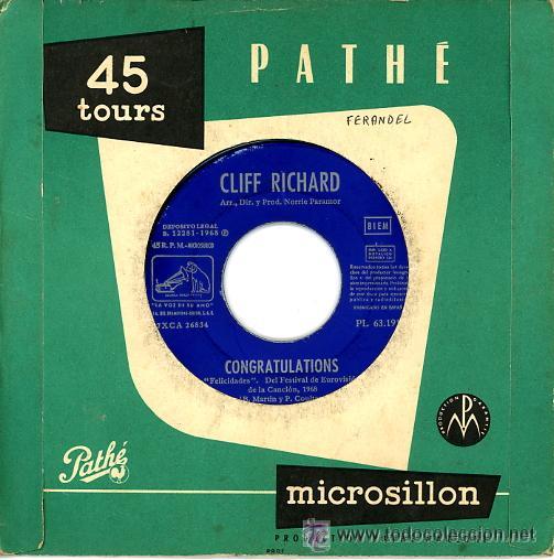 Discos de vinilo: CLIFF RICHARD EUROVISION 1968 CONGRATULATIONS - Foto 1