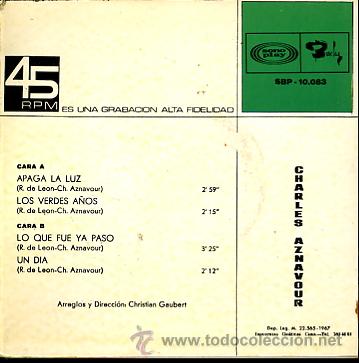 Discos de vinilo: CHARLES AZNAVOUR CANTA EN ESPA&Ntilde;OL - Foto 2