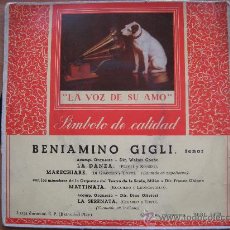 Discos de vinilo: BENIAMINO GIGLI, TENOR, MARECHIARE MATTINATA, ETC. . Lote 24499092