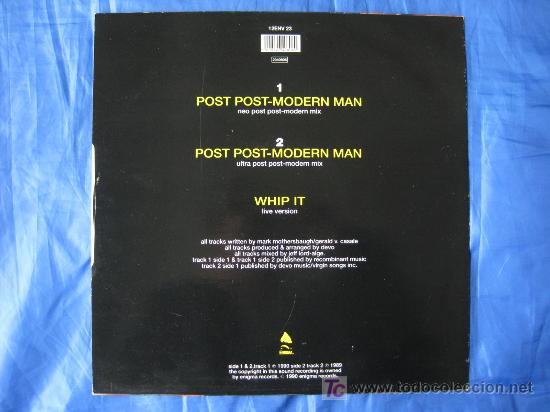 Discos de vinilo: DEVO - POST POST MODERN MAN (2 Versiones REMIX) + WHIP IT - Maxi Single 1990 - Foto 3