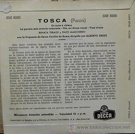 Discos de vinilo: DV0469.- RENATA TEBALDI. TOSCA DE PUCCINI. - Foto 2
