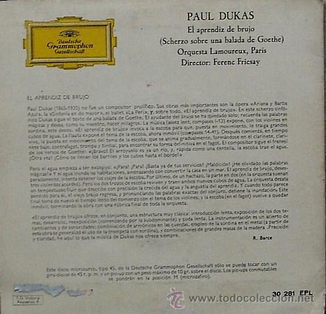 Discos de vinilo: DV0471.- PAUL DUKAS. APRENDIZ DE BRUJO - Foto 2