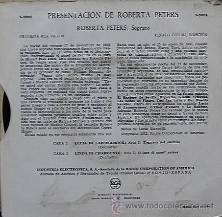Discos de vinilo: DV0484.- ROBERTA PETERS, SOPRANO - Foto 2