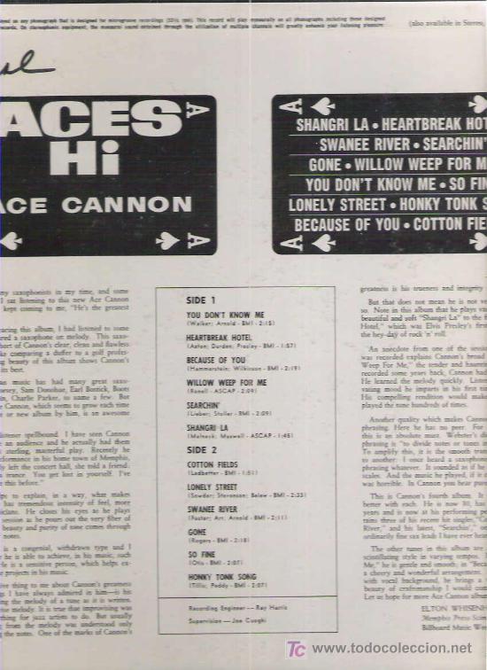 Discos de vinilo: ace cannon - ACES HI *** HI RECORDS - Foto 2