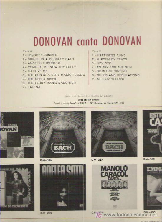Discos de vinilo: DONOVAN - CAnTA DONOVAN** GRAMUSIC 1975 - Foto 2