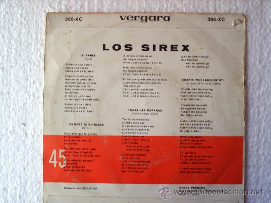 Discos de vinilo: LOS SIREX -TODAS LAS MA&Ntilde;ANAS  1966 - Foto 2