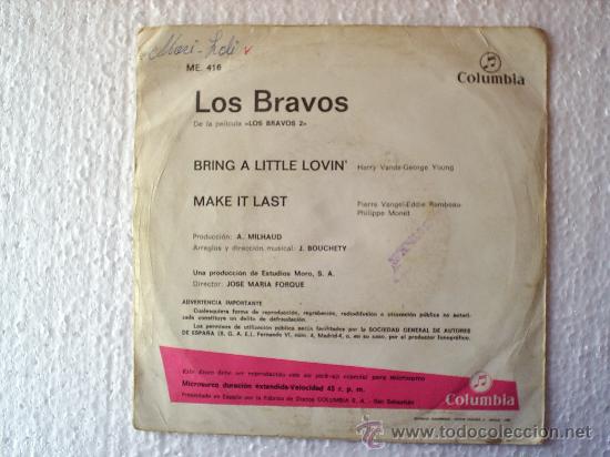 Discos de vinilo: LOS BRAVOS -1968 -BRING A LITTLE LOVIN- - Foto 2
