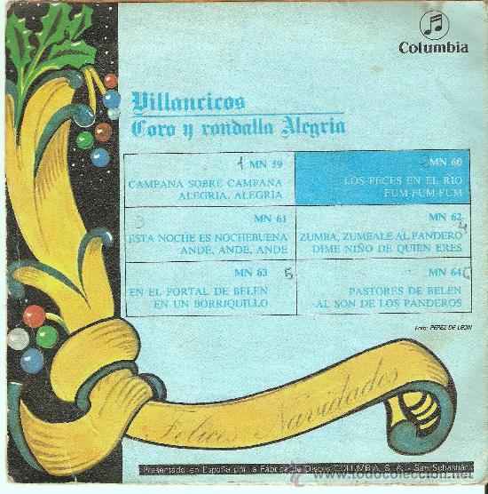 Discos de vinilo: 2 VILLANCICOS - LOS PECES EN EL RIO - Foto 2
