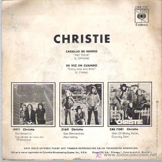 Discos de vinilo: CHRISTIE - CABALLO DE HIERRO ** CBS 1972 - Foto 2