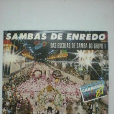 Discos de vinilo: SAMBAS DE ENREDO (DAS ESCOLAS DE SAMBA DO GRUPO 1) (CARNAVAL 1987). Lote 27170302