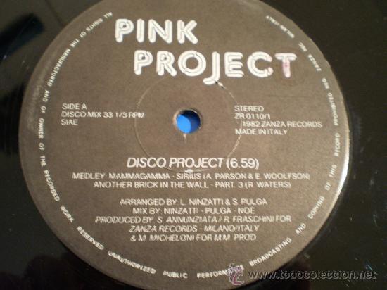 Discos de vinilo: Maxi-single 12&rdquo;. Pink Project. Disco Project. A&ntilde;o 1982 - Foto 2