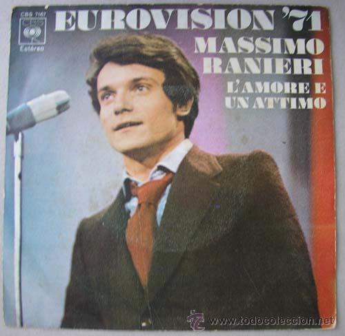 Discos de vinilo: MASSIMO RANIERI - L&acute;AMORE E UN ATTIMO - SINGLE - EUROVISION 1971 - Foto 1