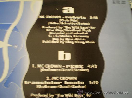 Discos de vinilo: Maxi 12&rdquo;. MC. Crown. Robots - Foto 2