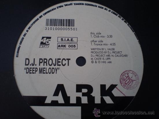 Discos de vinilo: Maxi 12&rdquo;. DJ. Project. Deep melody - Foto 1